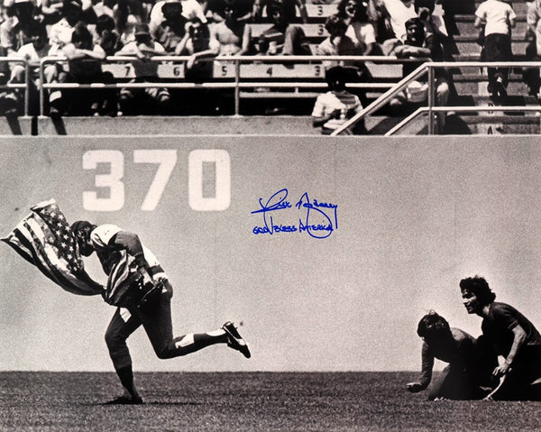 Rick Monday Signed Cubs B&W Flag On Field 16x20 Photo w/God Bless America SS COA