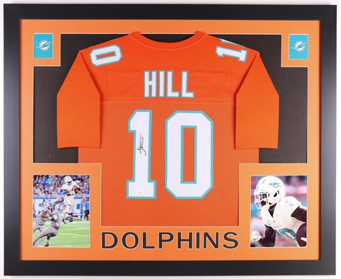 Tyreek Hill Signed Miami Dolphins 35x43 Framed Throwback Jersey (JSA) 7xPro Bowl