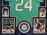 SUEDE FRAMED SEATTLE MARINERS KEN GRIFFEY JR AUTOGRAPHED JERSEY JSA CERT LETTER