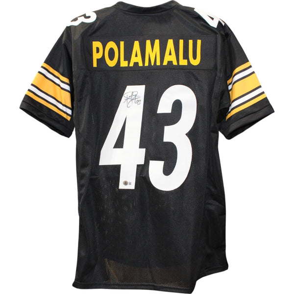 Troy Polamalu Autographed Pro Style sz XL Black Jersey Beckett Witness 50284
