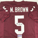 Autographed/Signed MARQUISE BROWN Oklahoma Red College Football Jersey JSA COA