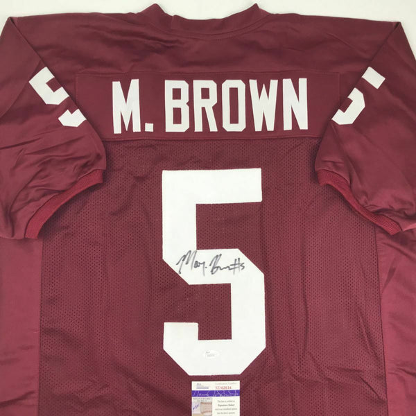 Autographed/Signed MARQUISE BROWN Oklahoma Red College Football Jersey JSA COA