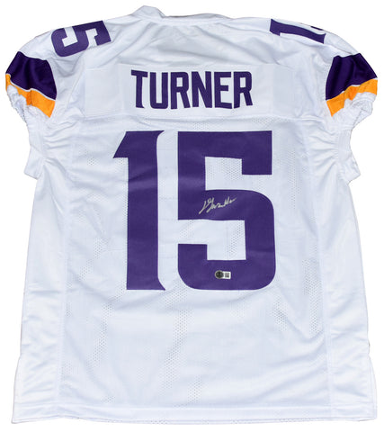 DALLAS TURNER SIGNED MINNESOTA VIKINGS #15 WHITE GAME CUT JERSEY BECKETT
