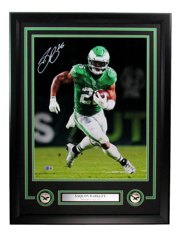 Saquon Barkley Signed/Autographed 16x20 Photo Eagles Framed Beckett 193280