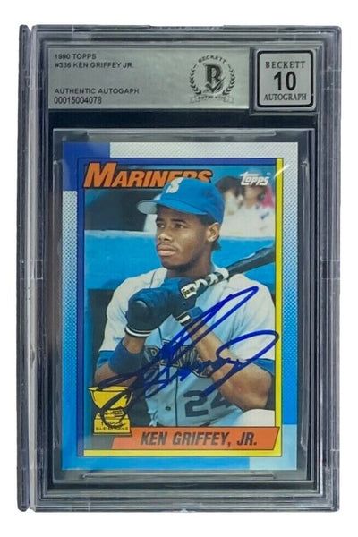 Ken Griffey Jr Signed Mariners 1990 Topps #336 Rookie Card BAS Graded Super Sports Center Ken Griffey Jr Signed Mariners 1990 Topps #336 Rookie Card BAS Graded Super Sports Center