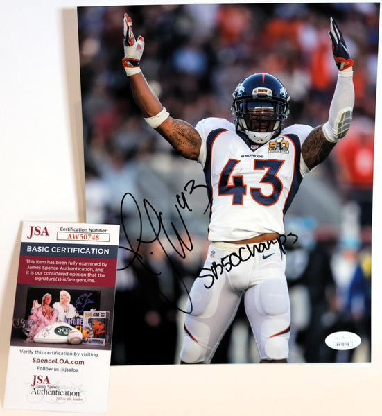 T.J. Ward Autographed 8x10 Photograph Inscribed "SB50 Champs" (James Spence COA)