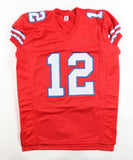 Jim Kelly Signed Buffalo Bills Pro Cut Red Alternate Jersey (Beckett) HOF Q.B.