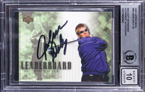 John Daly Signed 2001 Upper Deck #89 Card Auto 10! w/ Black Sig BAS Slabbed