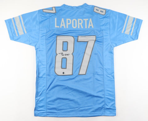 Sam LaPorta Signed Detroit Lions Jersey (Beckett) 2023 2nd Round Pk / Iowa / T.E