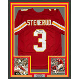 Framed Signed Jan Stenerud 35x39 HOF 91 Kansas City Jersey JSA COA