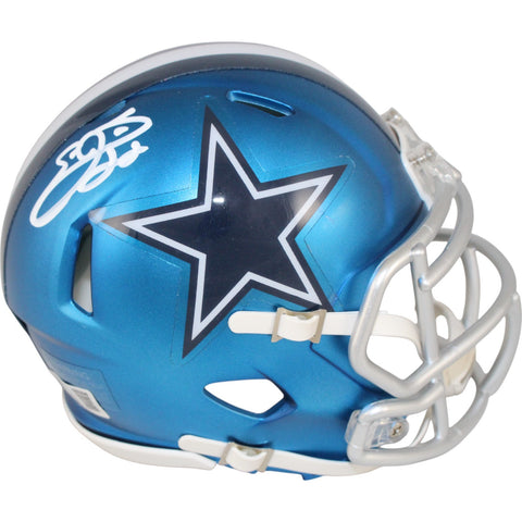 Emmitt Smith Autographed Dallas Cowboys Blaze Mini Helmet Beckett Witness 50838