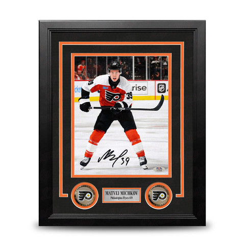 Matvei Michkov Action Philadelphia Flyers Autographed 8x10 Framed Photo PSA