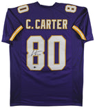 Cris Carter Authentic Signed Purple Pro Style Jersey Autographed BAS Witnessed