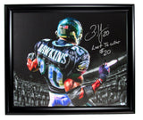 Brian Dawkins HOF Autographed/Inscr 27x23 Canvas Photo Eagles Framed PSA/DNA