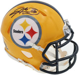 HINES WARD AUTOGRAPHED STEELERS THROWBACK GOLD MINI HELMET BECKETT 241387