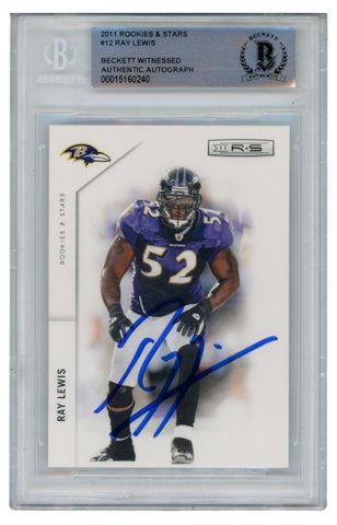 Ray Lewis Autographed/Signed 2011 Rookies Stars #12 Trading Card Beckett 52504