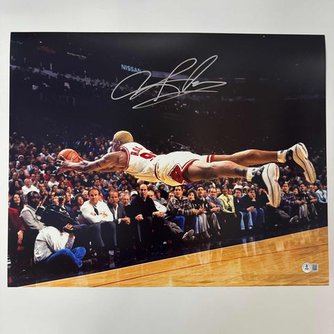 Autographed/Signed Dennis Rodman Chicago Bulls 16x20 Basketball Photo BAS COA