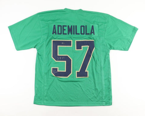 Jayson Ademilola Signed Notre Dame Jersey Inscribd "Go Irish!" (Playball Ink) DE