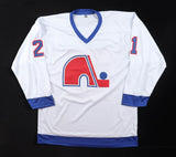 Peter Forsberg Signed Quebec Nordiques Jersey Inscribed "HOF 14"(Beckett) Center