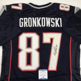 Autographed/Signed Rob Gronkowski New England Blue Jersey Beckett BAS COA Auto