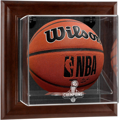 Nuggets Brown Framed Wall-Mounted 23 NBA Champs Logo Basketball Display Case