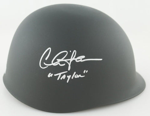 Charlie Sheen (Chris Taylor) Signed "Platoon" Army Helmet Ins. "Taylor"(Beckett)