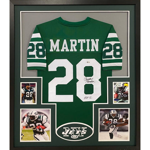 Curtis Martin Autographed Signed Framed New York Jets Pitt Jersey BECKETT