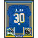 FRAMED Autographed/Signed AUSTIN EKELER 33x42 LA Powder Blue Jersey PSA/DNA COA