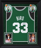 Celtics Larry Bird Signed 1985 Green M&N HWC Swingman Framed Jersey BAS Witness