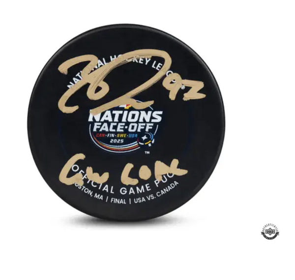 Connor McDavid Autographed&Insc "GW GOAL" 2025 4-Nations Face-Off UDA LE25