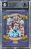 Magic Johnson Signed 2023 Donruss Optic Winner Stays Purple #11 Card BAS Slabbed