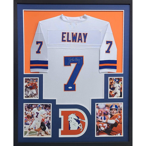 John Elway Autographed Signed Framed Denver Broncos Jersey JSA