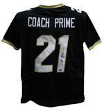 Deion Sanders Autographed/Signed College Style Black XL Jersey Beckett 39612