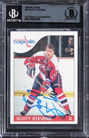 Capitals Scott Stevens Authentic Signed 1985 Topps #62 Card BAS Slabbed