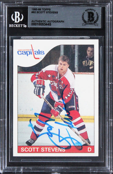 Capitals Scott Stevens Authentic Signed 1985 Topps #62 Card BAS Slabbed