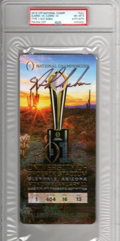 Nick Saban Signed Alabama 2016 CFP National Champ Game Encapsulated Ticket PSA