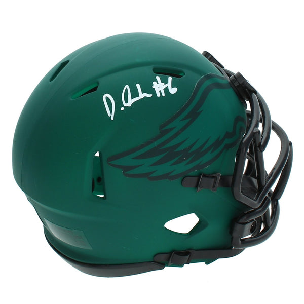 DeVonta Smith Autographed Philadelphia Eagles RAVE Speed Mini Helmet Beckett