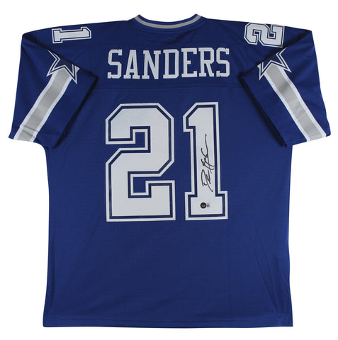 Cowboys Deion Sanders Authentic Signed 1996 Blue TB M&N Jersey BAS Witnessed