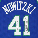 FRMD Dirk Nowitzki Mavericks Signed Mitchell & Ness 98-99 Swingman Jersey w/Insc