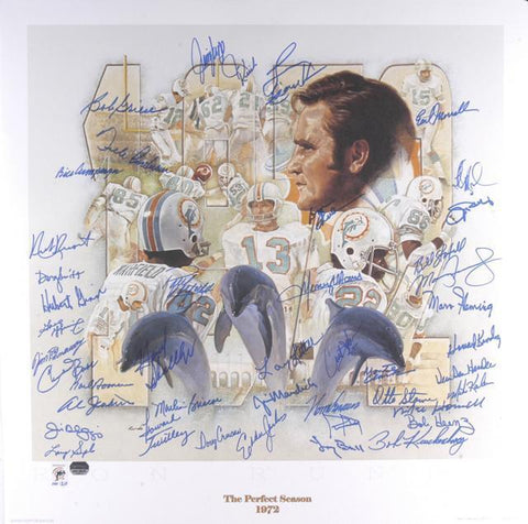 Miami Dolphins 1972 Undefeated Signed 35th Anniv Lithograph-Fanatics