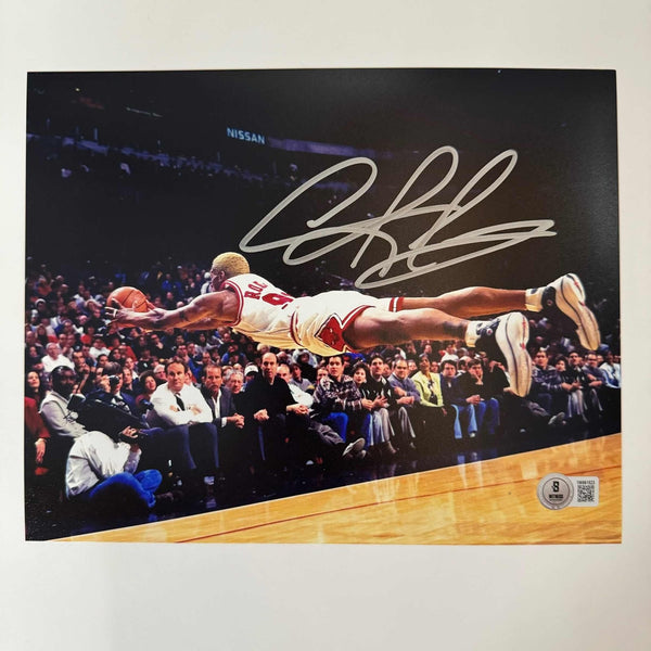 Autographed/Signed Dennis Rodman Chicago Bulls 8x10 Photo BAS COA