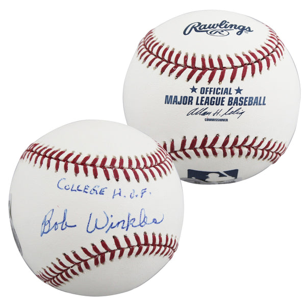 Arizona State Bobby Winkles "College HOF" Signed OML Baseball BAS #BV01119