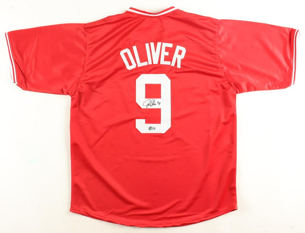 Joe Oliver Signed Cincinnati Reds Jersey (Beckett) 1990 World Series Champion