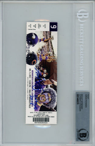 Adrian Peterson Autographed 12/9/2012 Ticket Stub 2097 Yds Beckett Slab 38696