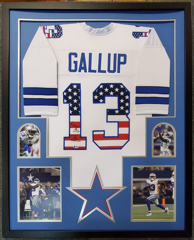 FRAMED DALLAS COWBOYS MICHAEL GALLUP AUTOGRAPHED SIGNED JERSEY BECKETT COA