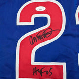 Framed Autographed/Signed Ryne Sandberg 35x39 HOF 05 Chicago Blue Jersey JSA COA