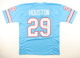 Ken Houston Signed Houston Oilers Jersey Inscribed HOF 86 (JSA) 12xPro Bowl D.B.