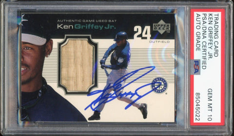 1999 Upper Deck Ovation Game Used Bat Ken Griffey Jr. PSA/DNA Auto GEM MINT 10