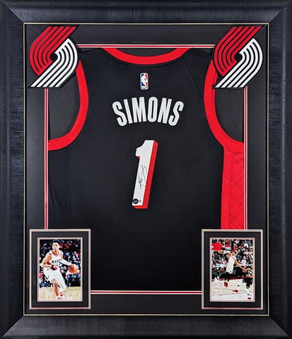 Blazers Anfernee Simons Authentic Signed Black Nike Framed Jersey BAS #BH21421