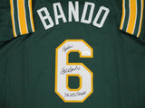 Athletics Infielder SAL BANDO Signed Custom Replica Oakland Jersey w/ WS Champs